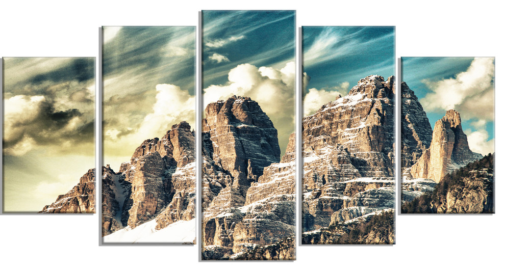 "High Peaks of Dolomites" Landscape Photo Metal Wall Art, 60"x32" 5