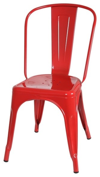 red metal chairs