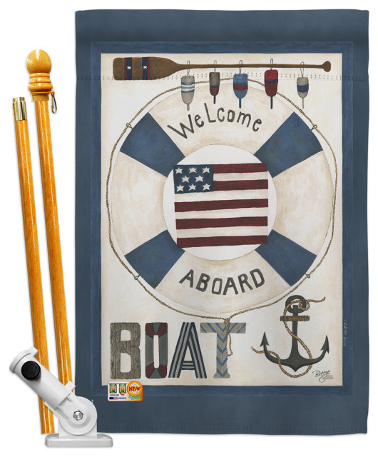 Aboard Coastal Nautical House Flag Set Modern Flags And Flagpoles by Breeze Decor