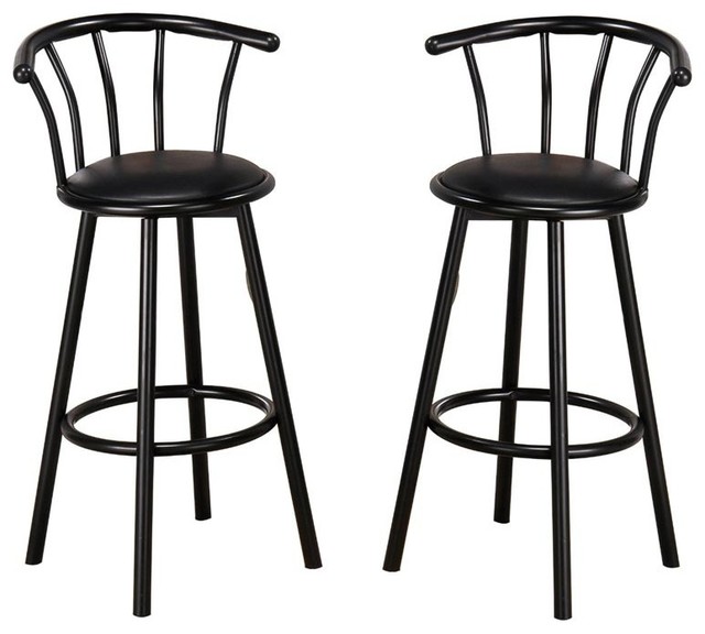 New Indoor Metal Swivel Vinyl Seat Pub Bar Stools Set Of 2 Indoor Metal Swivel Vinyl Seat Pub Bar Stools Set Of 2 Black