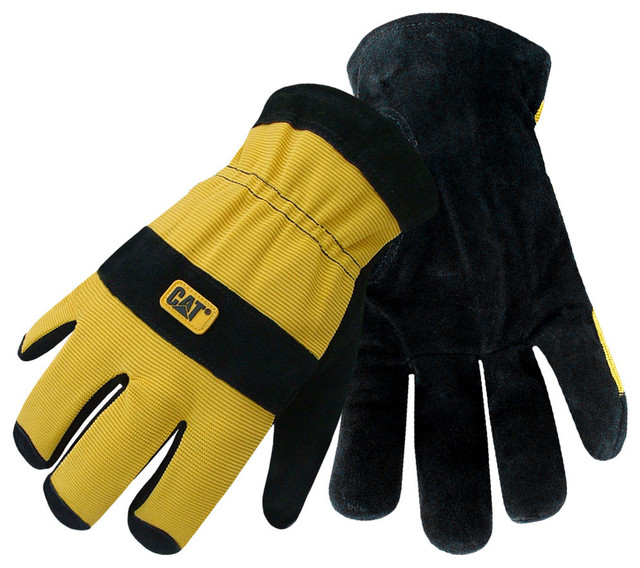 Cat Gloves Large Black Yellow Lined Split Leather Palm Gloves Contemporary Gardening Gloves By Jensen Byrd Co Inc