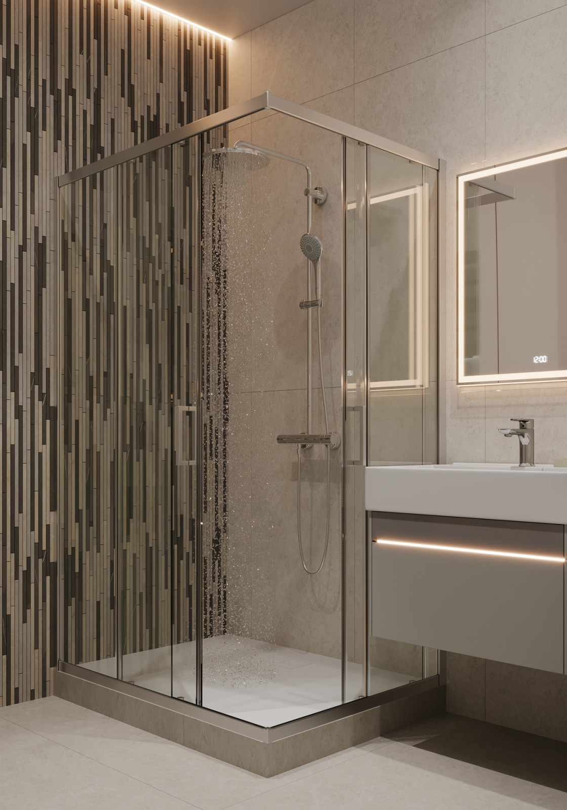 Санузел с акцентной стеной