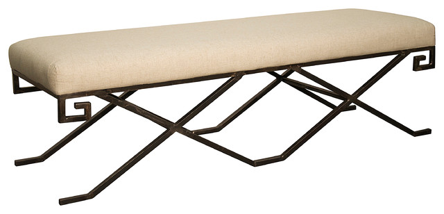 Ming Bench Metal Transitional Upholstered Benches By Hedgeapple