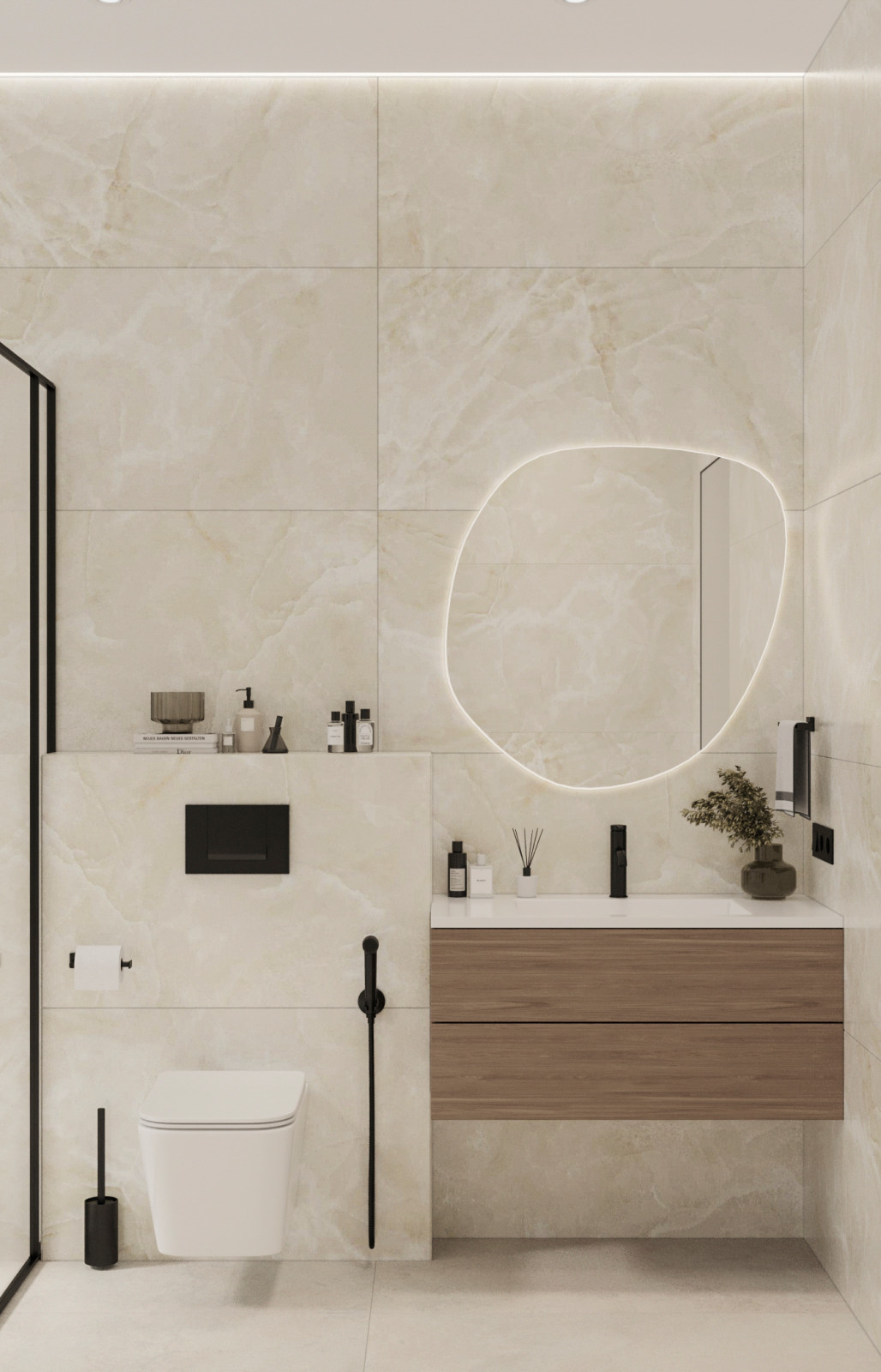 Стильный интерьер коттеджа с женской и мужской спальнями