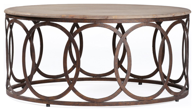 Gabby Ella Oak And Iron Round Coffee Table Transitional Gabby Ella Oak And Iron Round Coffee Table Transitional Tables By