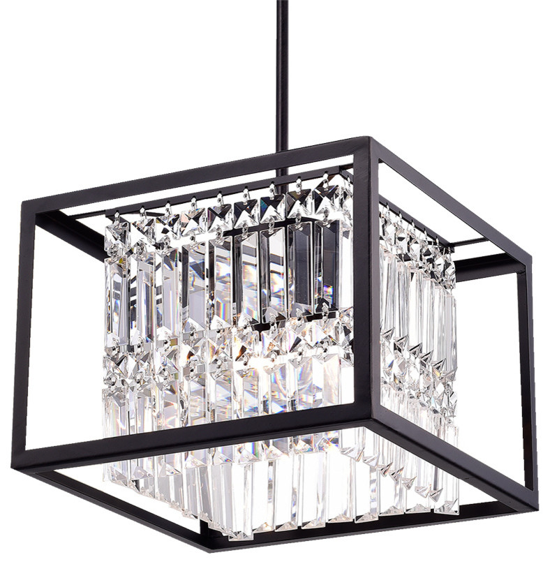 Ketalin Black Crystal Square Pendant Transitional Pendant Lighting