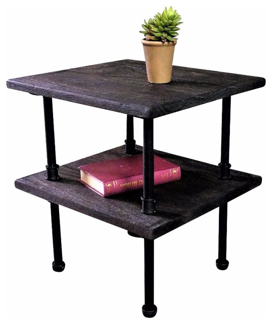 Corvallis Chic Side Table Black Steel Dark Wood Corvallis Chic Side Table Black Steel Dark Wood