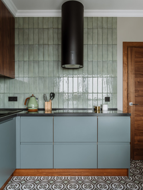 Contemporary Full-Height Backsplash in Very Small Kitchen Ideas