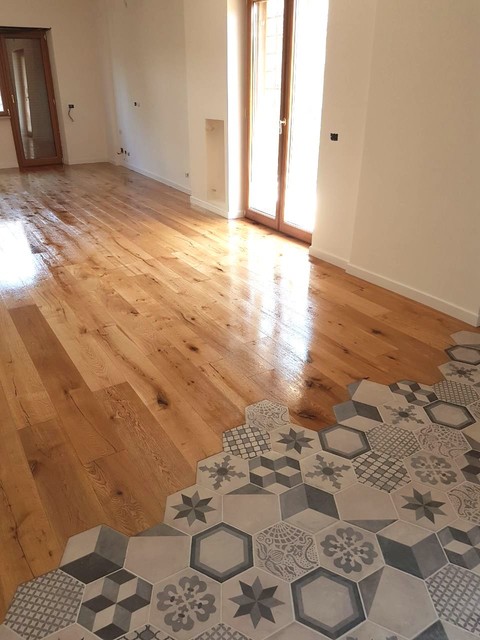 Quercia anticata Barn Natural nodato rustico eclectic-living-room