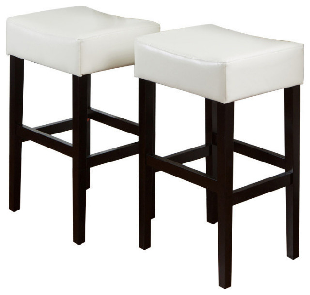 Gdf Studio Duff Backless Leather Bar, Ivory Leather Counter Stools