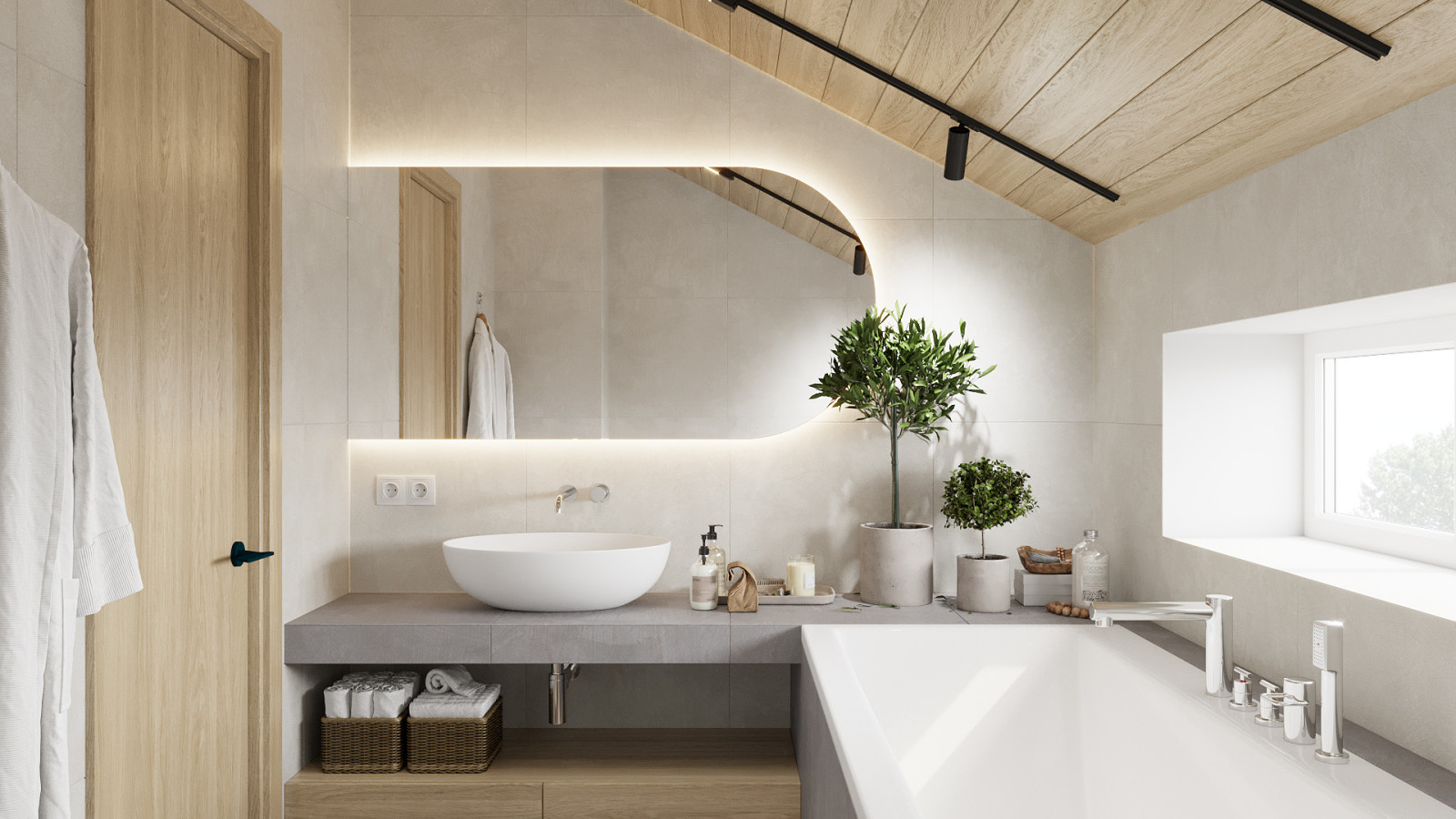 Барнхауз с мансардными окнами в серых оттенках