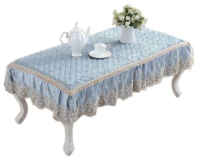 European Style Velvet Table Cover Coffee Dustproof Lace Tablecloth Light Blue Traditional Tablecloths By Blancho Bedding Houzz