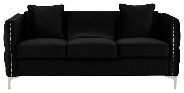 Bayberry Velvet Tufted Sofa Couch with 3 Pillows and Tufting ...