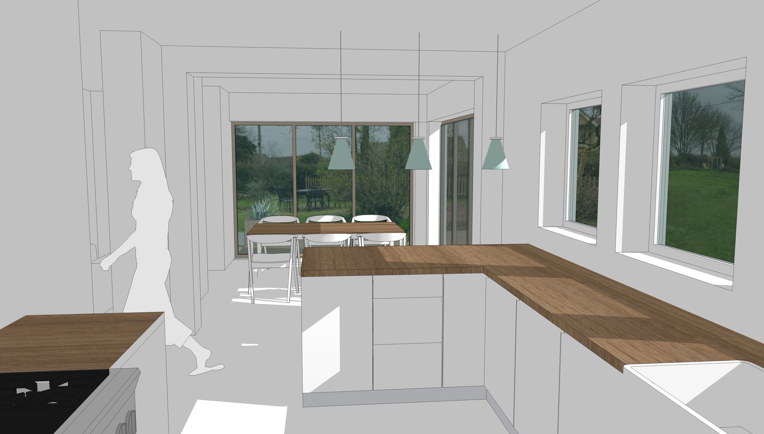 View of open-plan kitchen and dining space