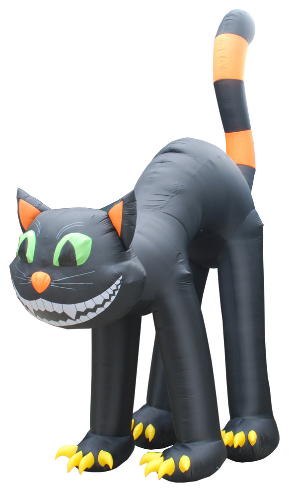 Animated Halloween Inflatable Huge Black Cat - Head Rotating, 20