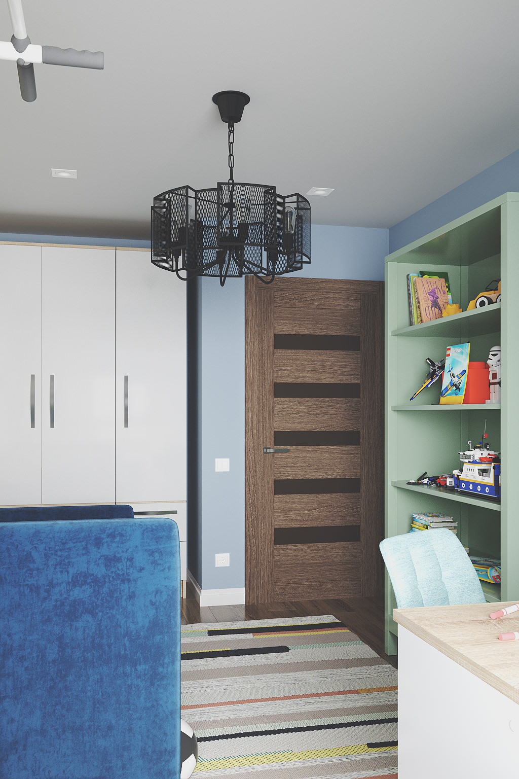 Красочный и спокойный. Проект интерьера детской комнаты для ребенка 4-х лет.