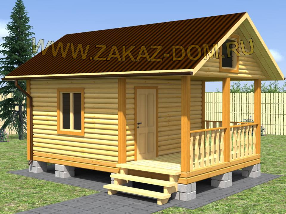 Проект одноэтажной бани из бруса (4х6 м) : Б-73