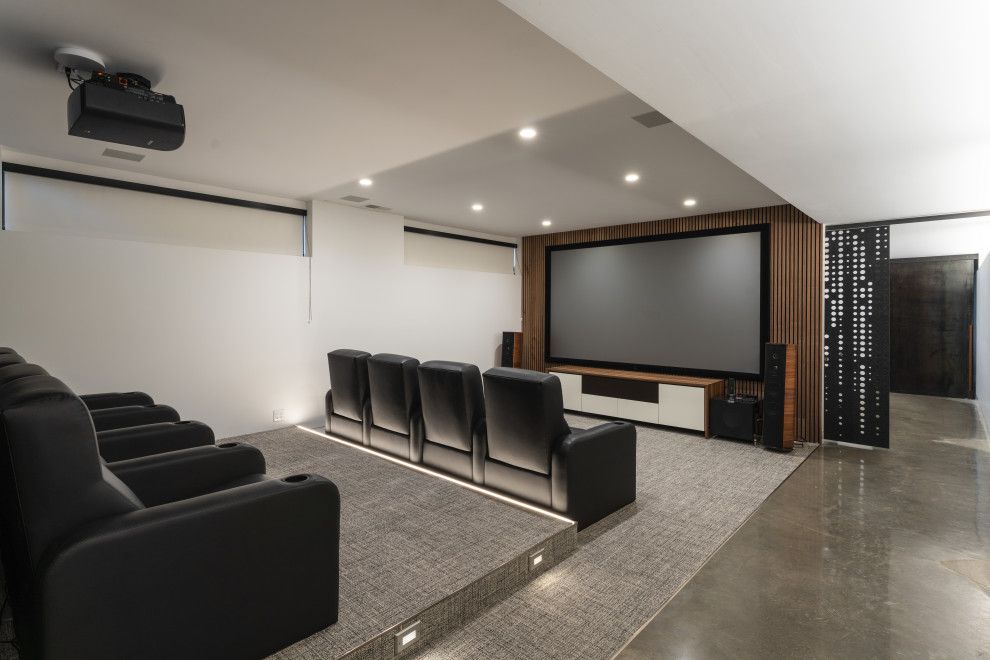 Belinder Avenue Basement Contemporary Home Theater Kansas City