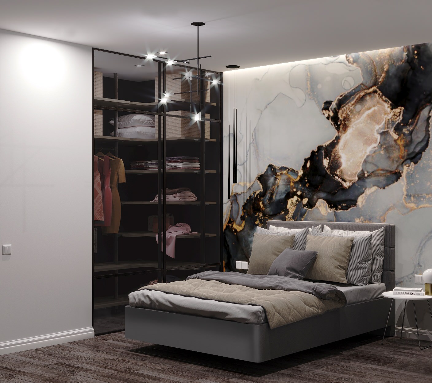 Спальня и гардеробная, 12 кв.м., ЖК Вершина