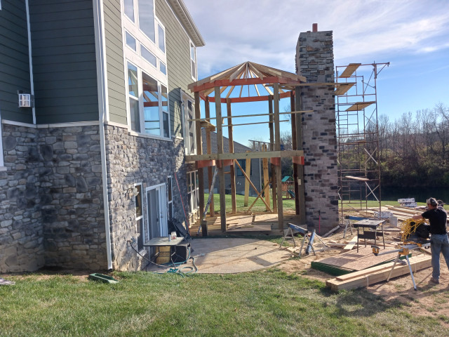 Union | 2-Story Covered Octagon Custom Deck contemporary-terrace