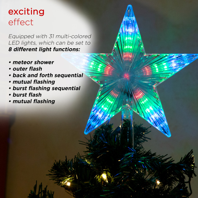 Flashing Star Tree Topper with LED Lights - Traditional - Christmas ...