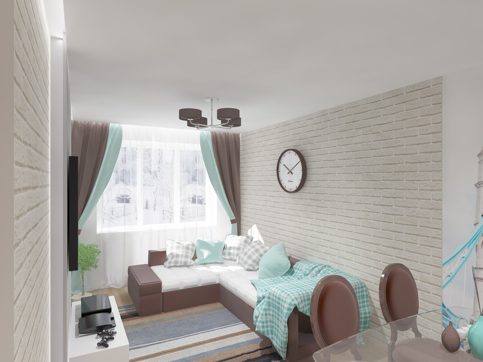 Квартира "бирюза+кирпич"