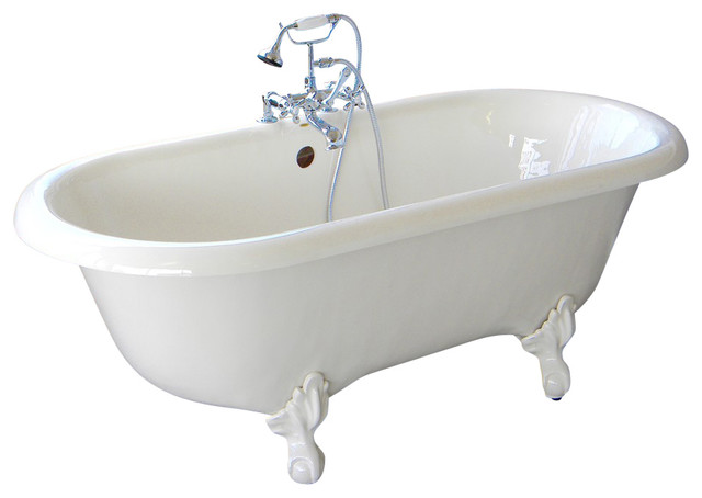 Marquis White Double Clawfoot Tub With Bronze Feet Drilled Rim Marquis White Double Clawfoot Tub With Bronze Feet Drilled Rim Faucets