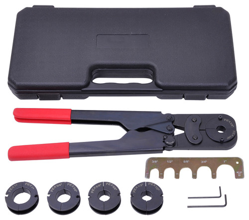 5In1 Pex Crimper Kit 3/8" 1/2" 5/8" 3/4" 1" Crimping Plumbing Copper Ring Tool