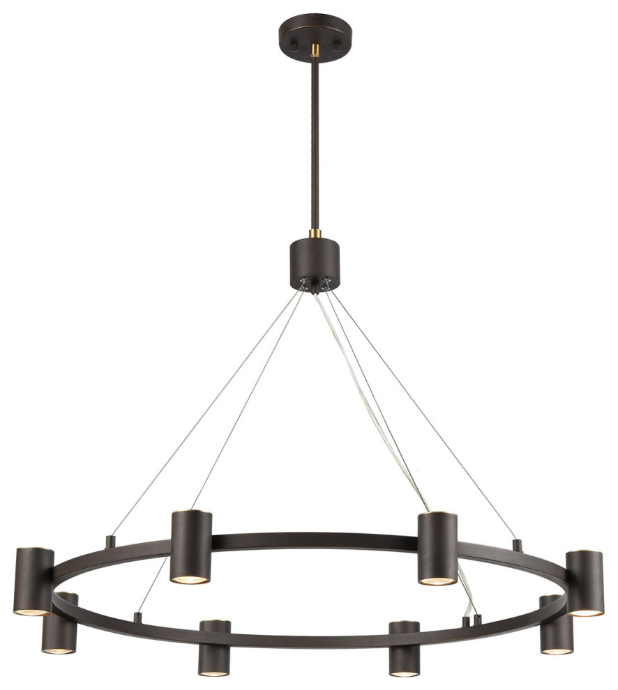 Southport 8 Light Chandelier in Matte Black With Satin Brass