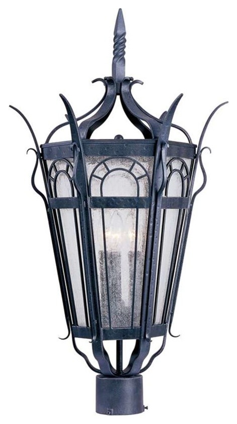 Cathedral 3-Light Pole/Post Lantern, Country Forge, Seedy