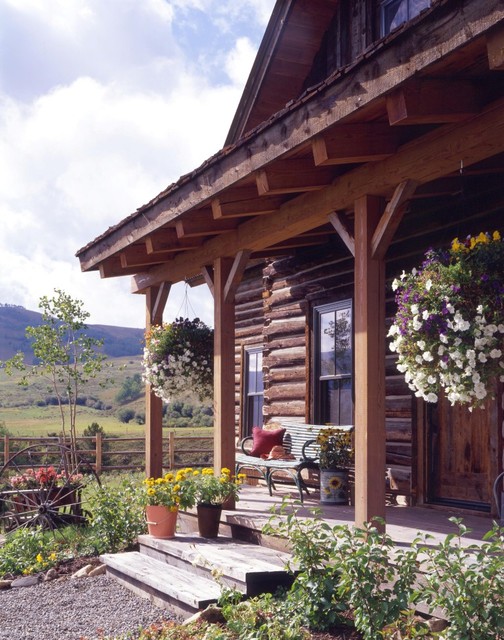 Ranch Log Cabin rustik-fasad