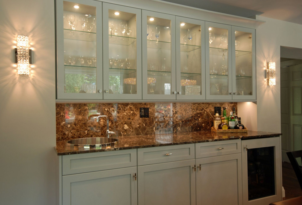 Example of a mid-sized transitional medium tone wood floor and brown floor great room design