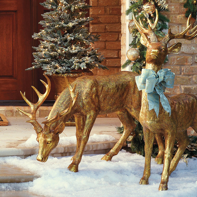 Feeding Gold Stag Frontgate Outdoor Decorations Feeding Gold Stag Frontgate Outdoor Decorations Traditional Holiday By