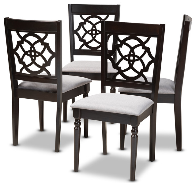 Hailee Gray Fabric Upholstered Espresso, Espresso Dining Chairs Set Of 4
