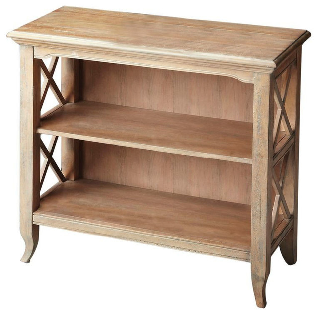 Offex Transitional Rectangular Driftwood Low Bookcase, Gray