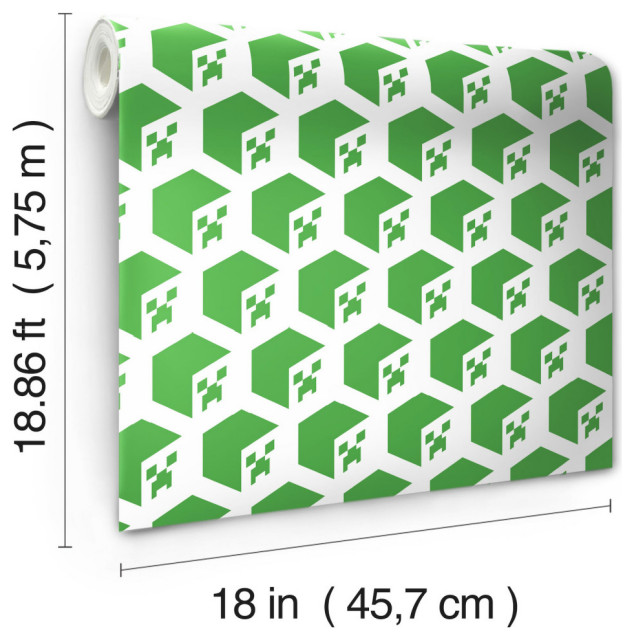 Minecraft Creeper Face Peel & Stick Wallpaper - Contemporary ...