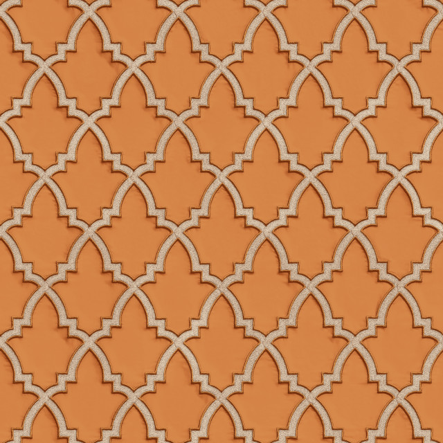 Geometric Textured Wallpaper, Trellis Pattern, Beige Orange, 1 Roll