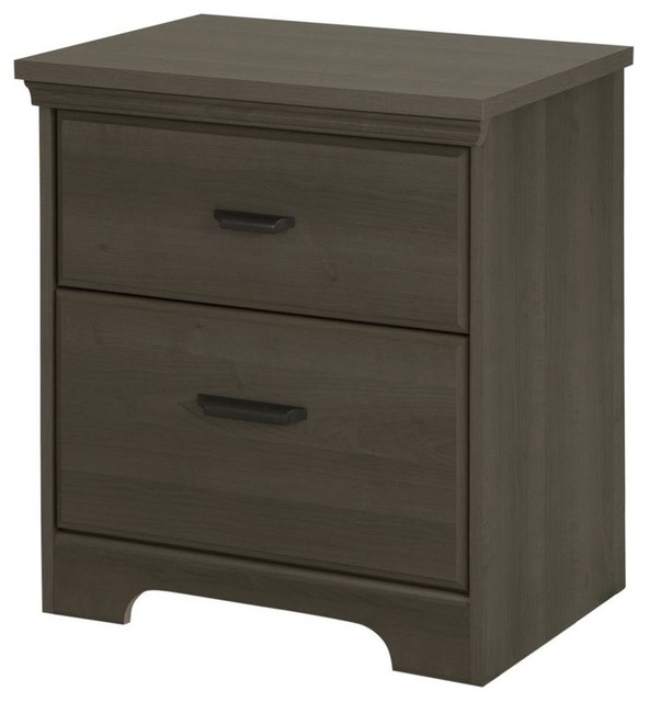 South Shore Versa 2Drawer Nightstand, Gray Maple Transitional Nightstands And Bedside