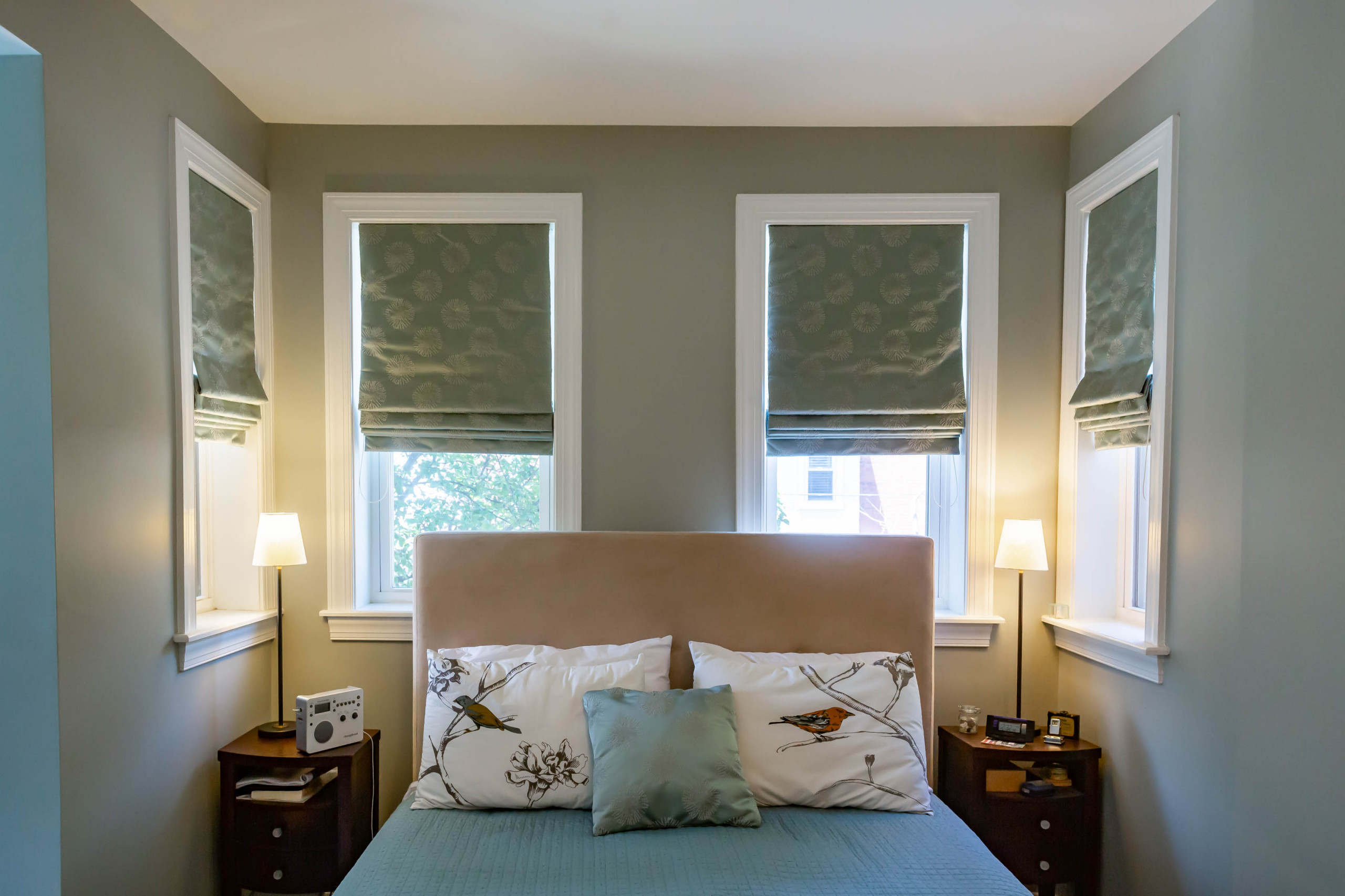 Bedroom with custom draperies