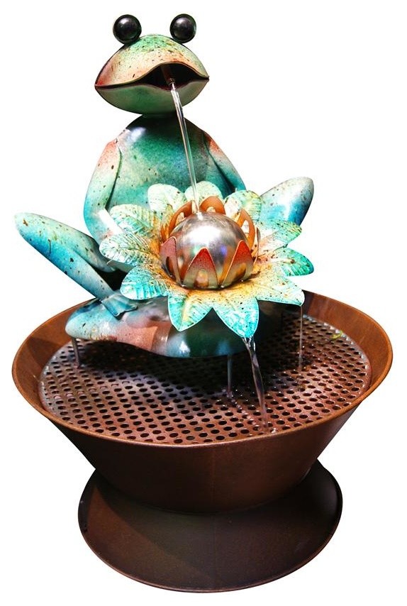 Frog Metal Fountain Rustic Indoor Fountains By Benzara Woodland Imprts The Urban Port