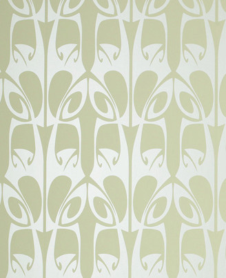 Barbara Hulanicki Wallpaper - Hula Pattern - in Soft Green Swatch
