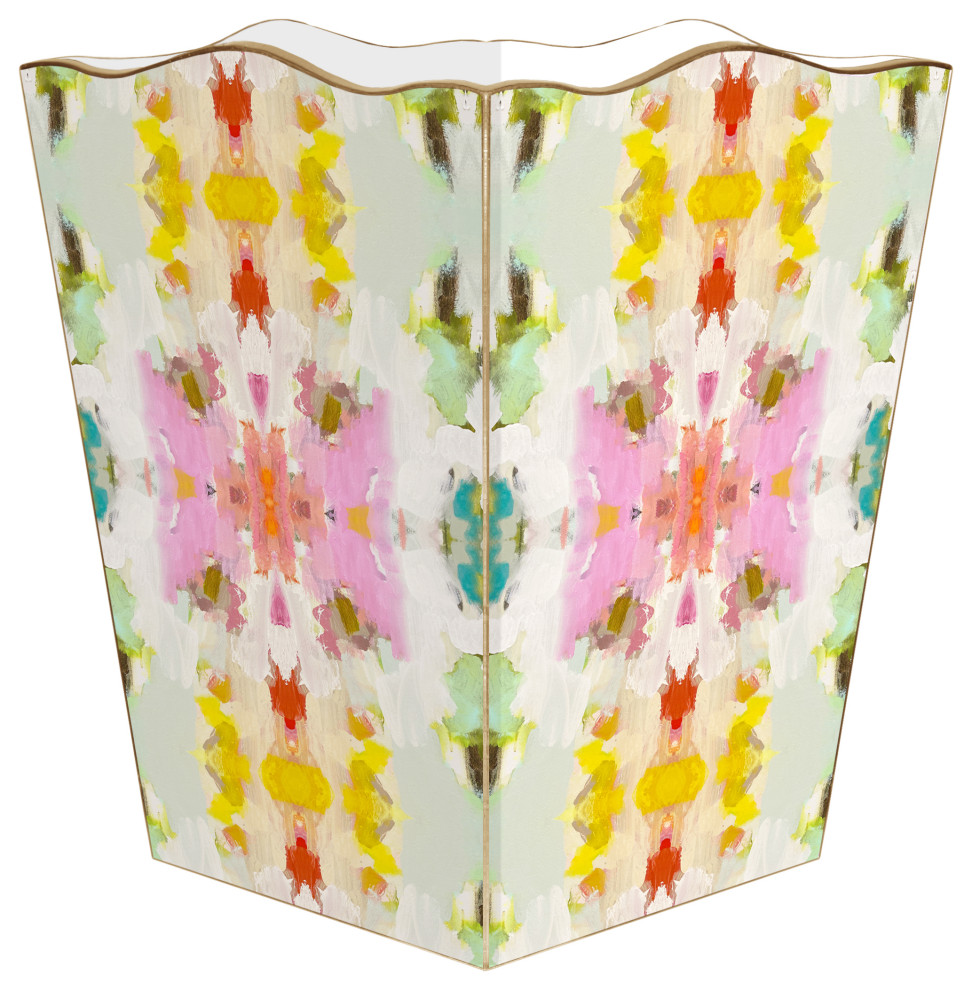WB542LP-Laura Park Giverny Wastepaper Basket, Scalloped Top