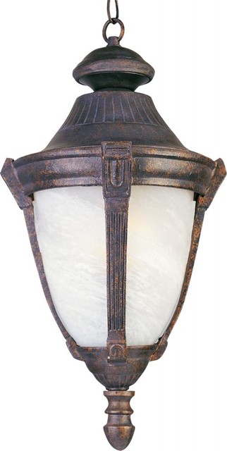 One Light Empire Bronze Marble Glass Hanging Lantern