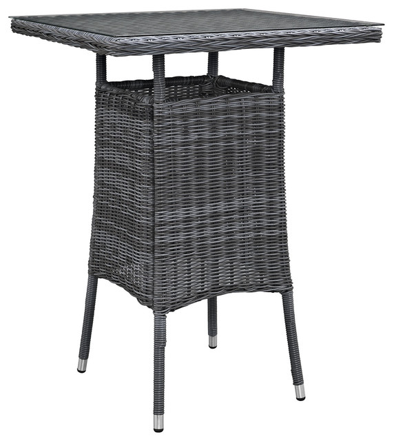 Summon Small Outdoor Patio Bar Table, Gray - Tropical - Outdoor Pub And