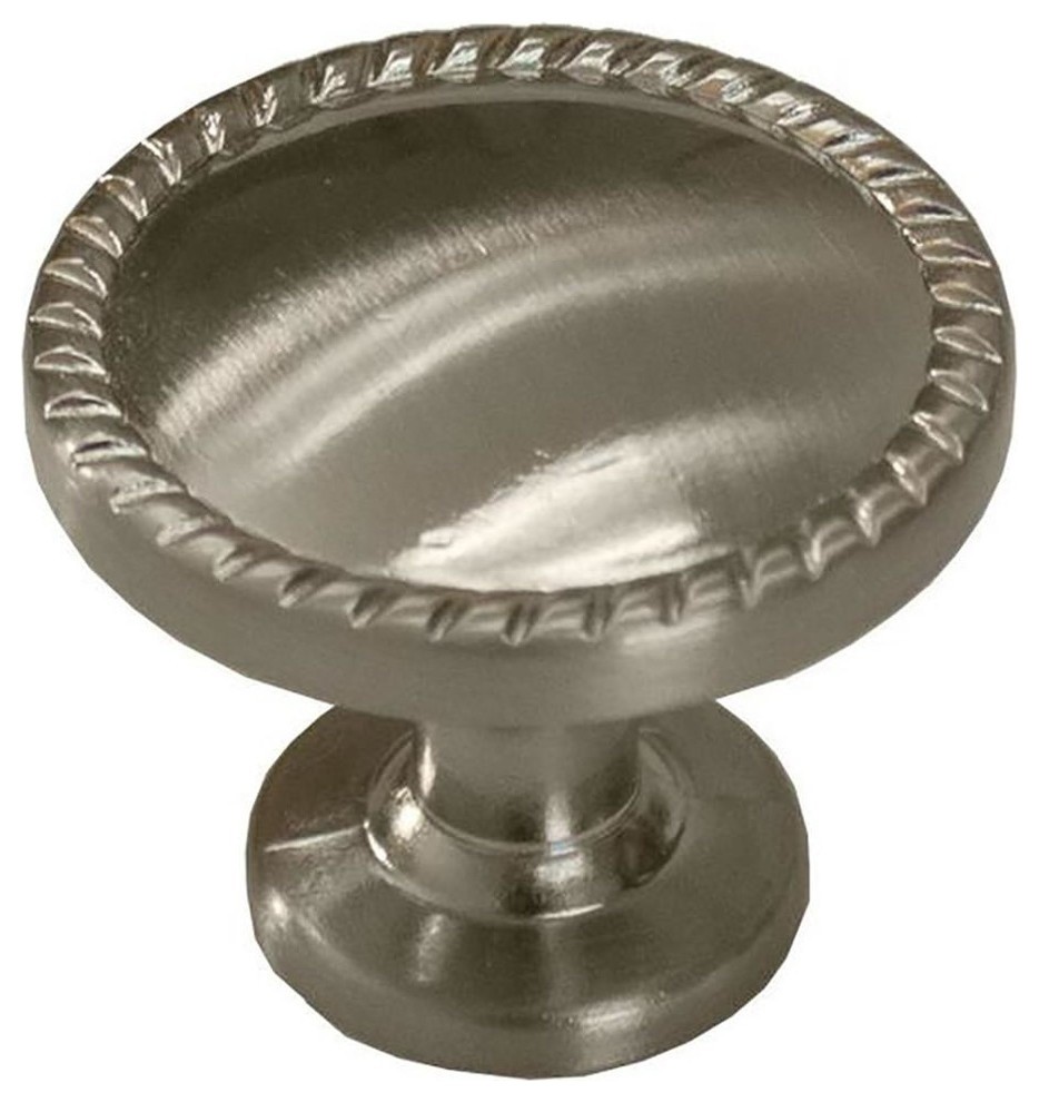 Sable Rope Knob, Satin Nickel Traditional And