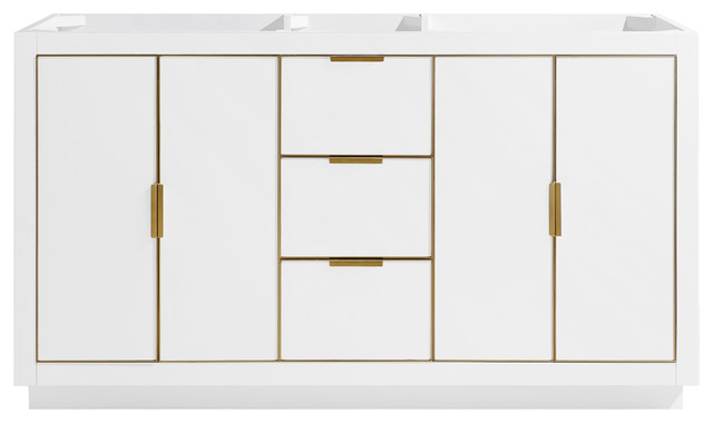 Avanity Austen 60 in. Vanity Only in White with Gold Trim