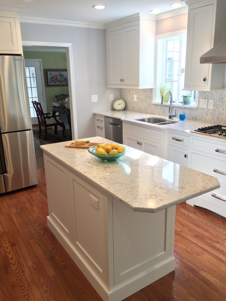 White Kitchen with Full-height backsplash