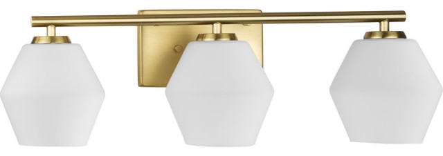 Copeland Collection Three-Light Brushed Gold Mid-Century Modern Vanity Light