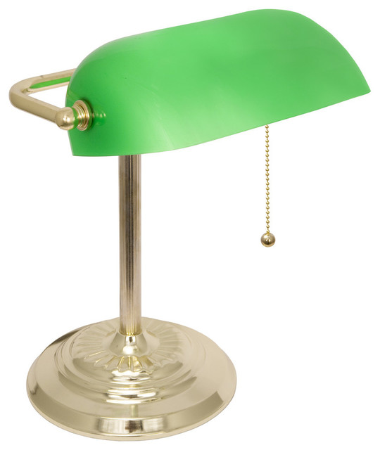 Lightaccents Adjule Metal Bankers Desk Lamp With Glass Shade Brass