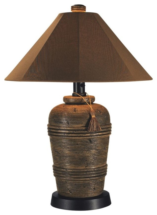 Canyon Outdoor Table Lamp With Canvas Cocoa Sunbrella Shade